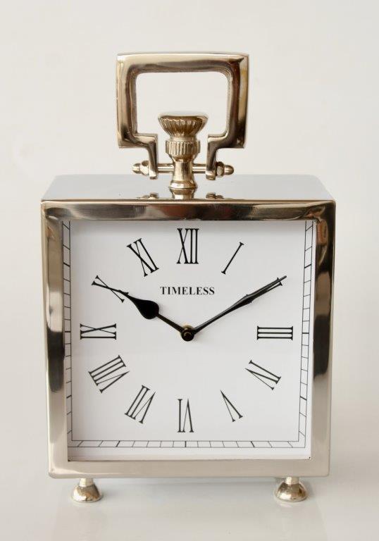 Large Square Nickel Table Clock